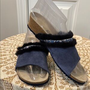 Birkenstock Papillio Blue and Black Sandals with Cushioned Footbed Size 10